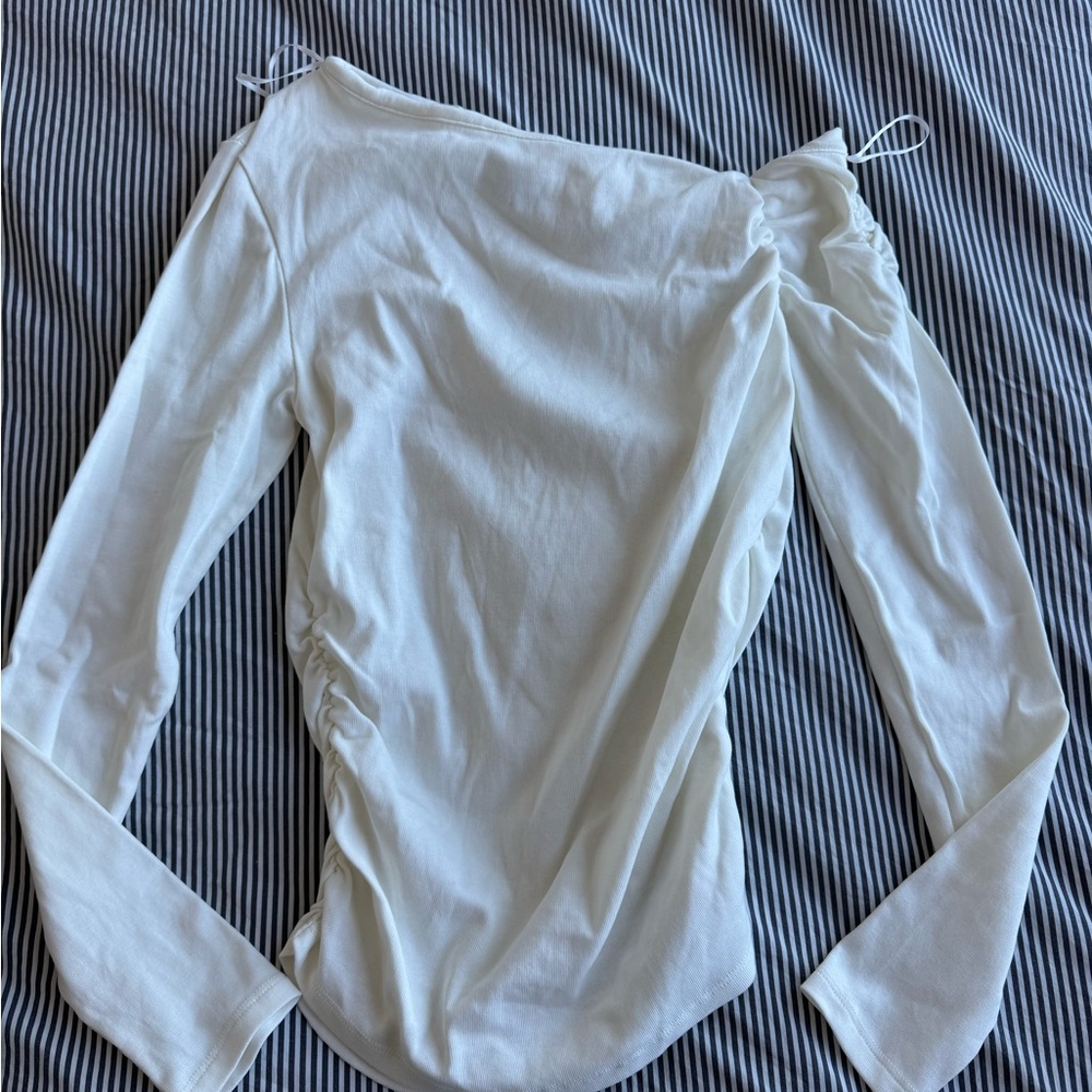 Zara Top With Ruching Oyster White M